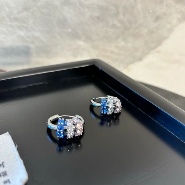 铜合金合成锆石耳饰 三圆形彩锆耳环EH3144