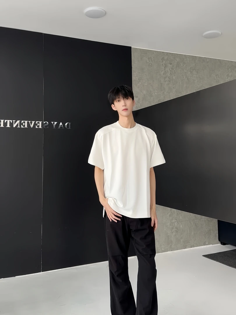 简约纯色垂感百搭莫代尔棉T恤柔软亲肤宽松休闲短袖男女同款Z2512