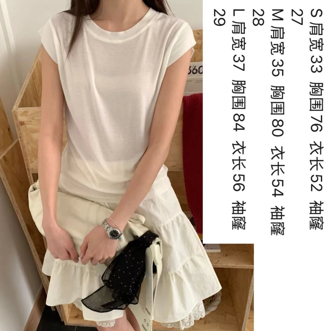 多色基础款莱赛尔羊毛小飞袖T恤~气质时尚百搭夏季纯色舒适透气