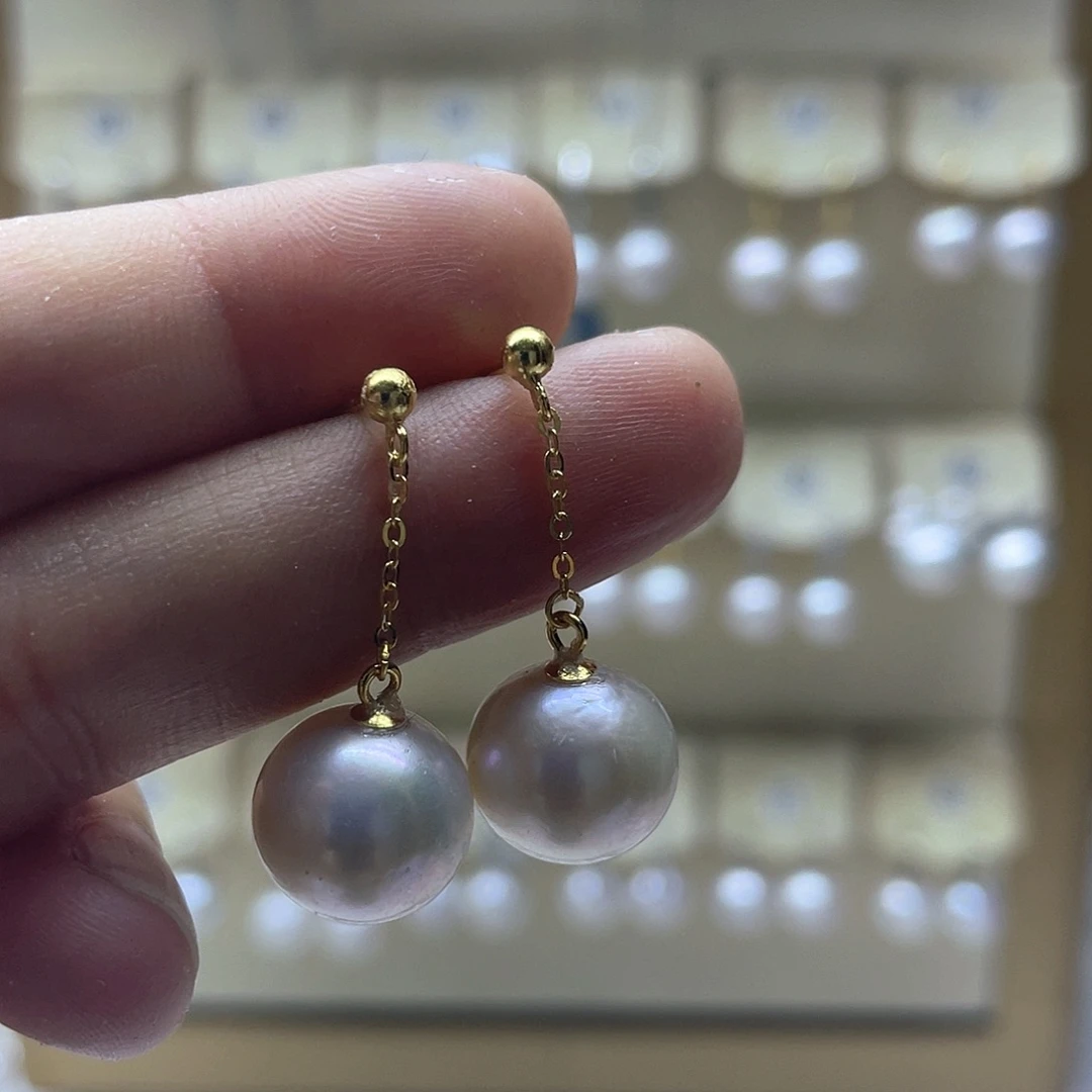 银S925镶嵌淡水珍珠耳饰