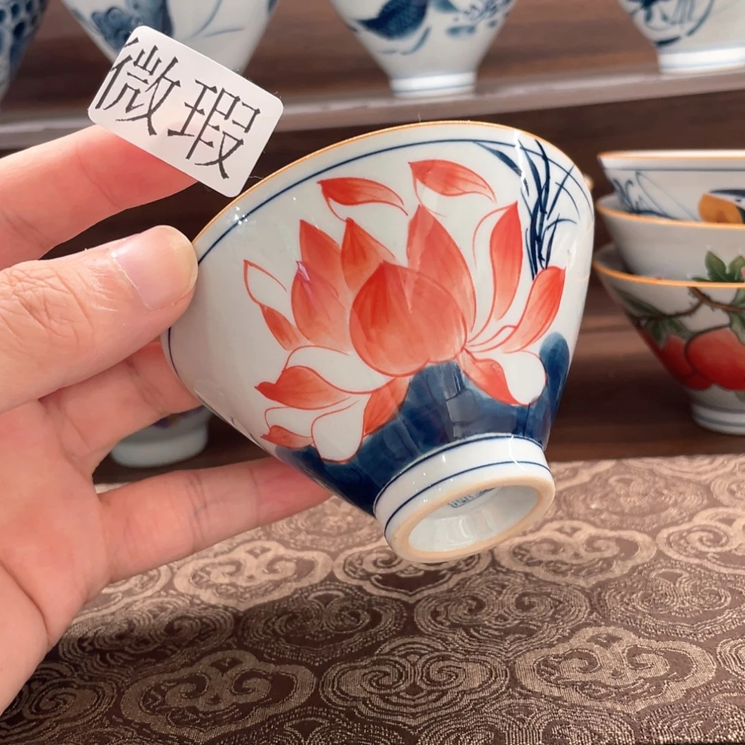 釉下手绘茶具微瑕