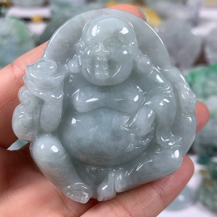 翡翠未镶嵌颈饰逍遥佛福利卡厚12+