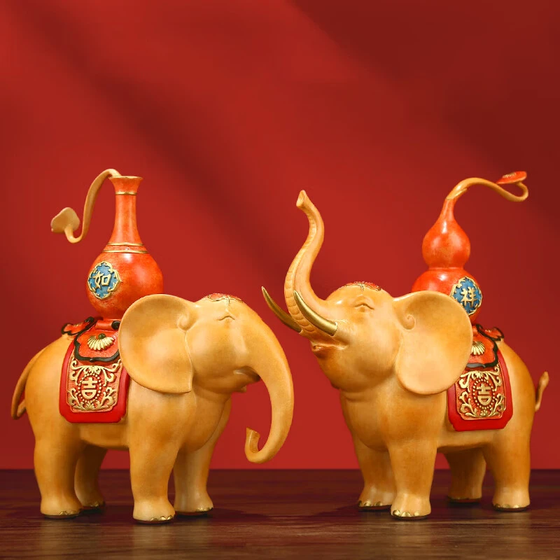 黄铜大象摆件招财一对象客厅玄关酒柜家居办公室摆件开业乔迁贺礼