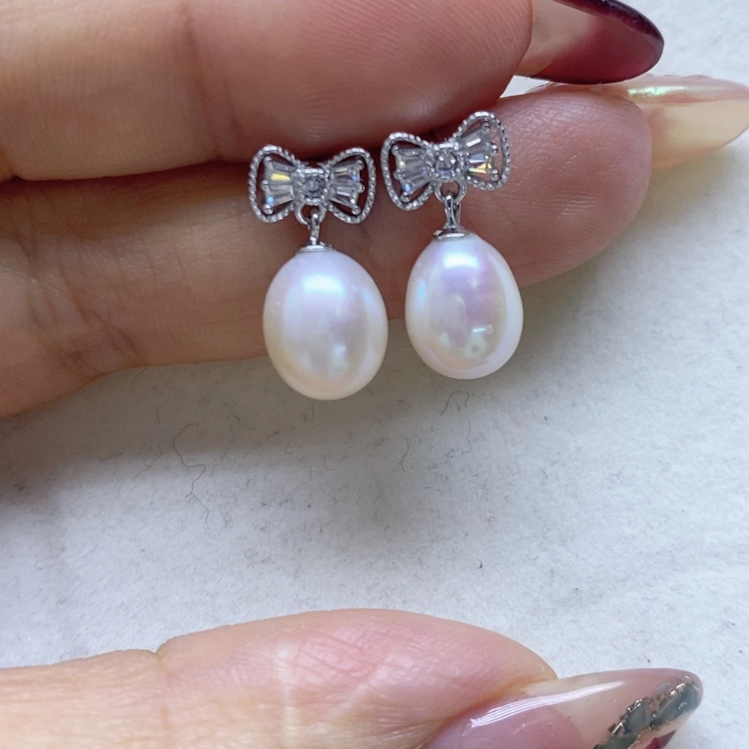 淡水珍珠耳饰银S925镶嵌