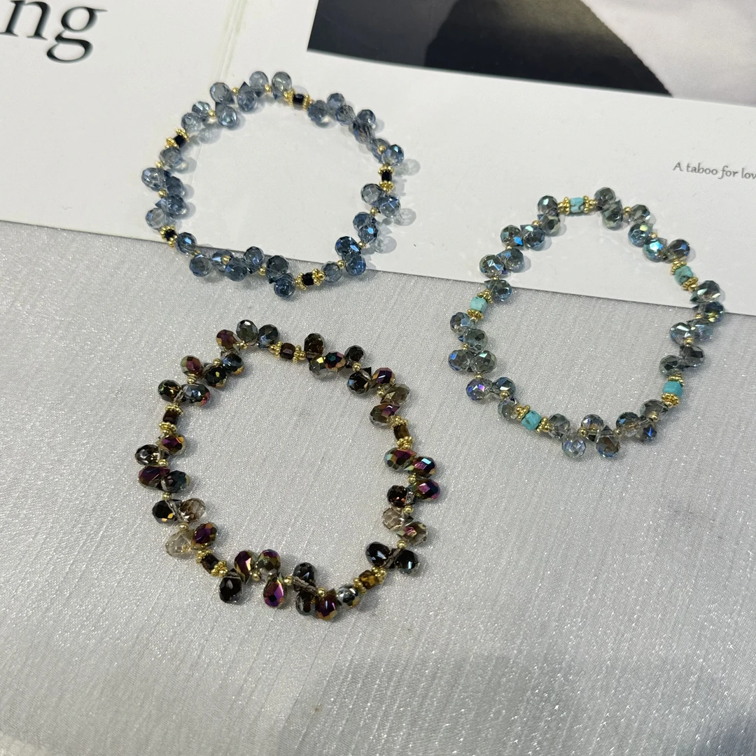 非金属仿水晶手链 彩色串珠手链三色可选