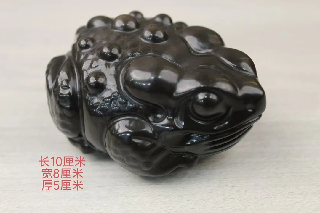 富平青石茶空间摆件金蟾10厘米 手工雕刻 金钱蟾蜍