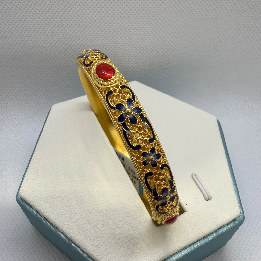 足银手镯 足银手镯 铸金工艺 珐琅精致百搭送妈妈手镯