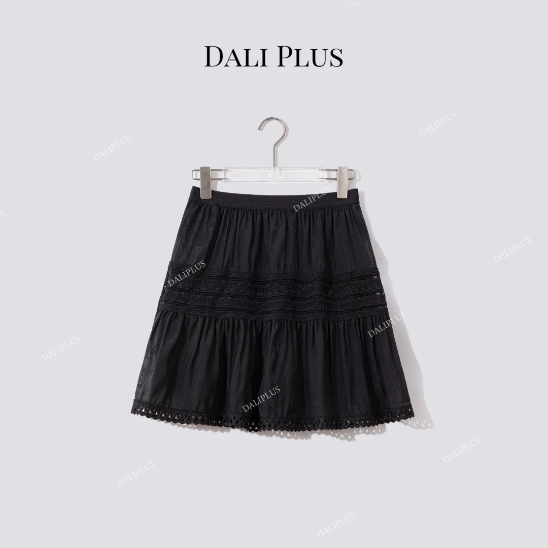 DALI PLUS“芭蕾裙”高克重莱赛尔蕾丝拼接松紧腰半裙-D5MM2197