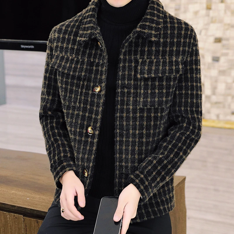 秋冬季男士毛呢外套男款短款呢子大衣男款高级感男装加厚高端夹克