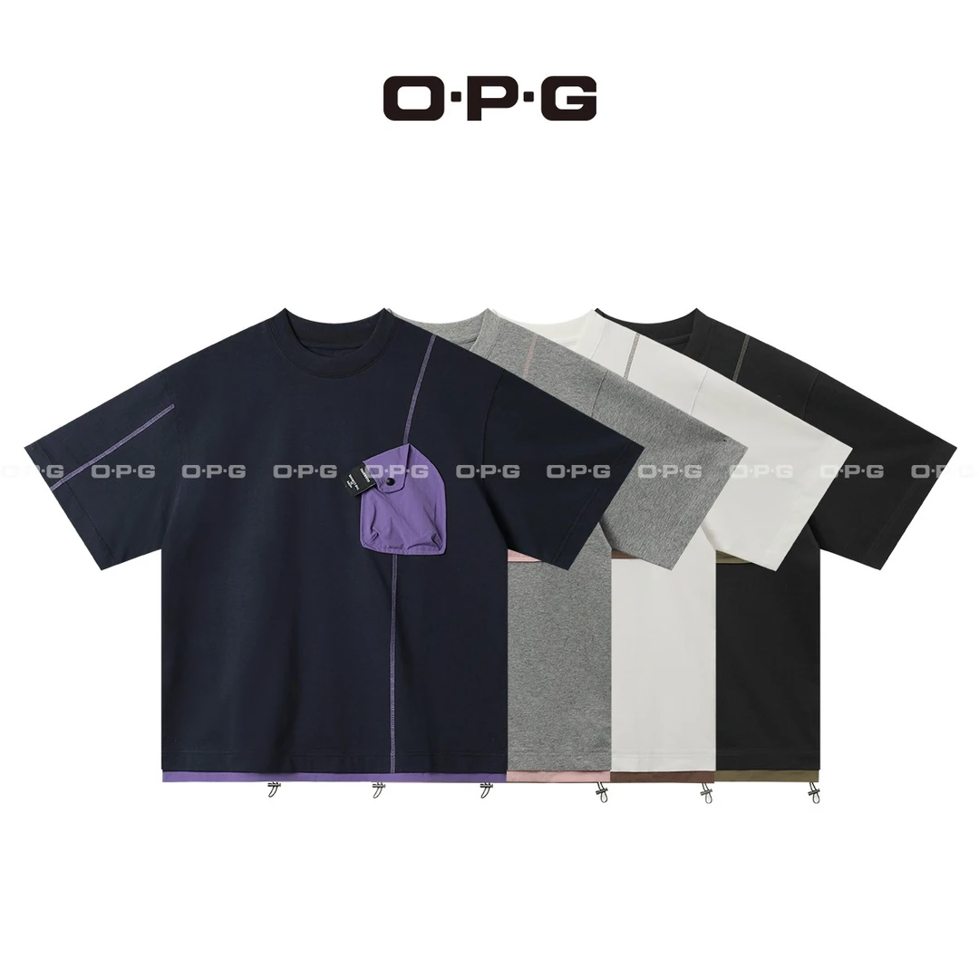 遥发服装【小众设计抽绳拼接撞色短袖】夏季情百搭宽松上衣T恤68063