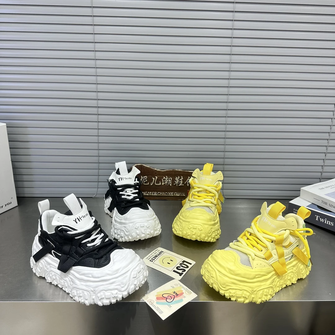 MANGNIER/女鞋春夏网面拼接透气厚底休闲鞋韩版ins潮流老爹鞋休闲