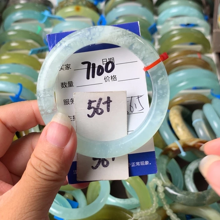 未镶嵌蛇纹石玉手镯7100