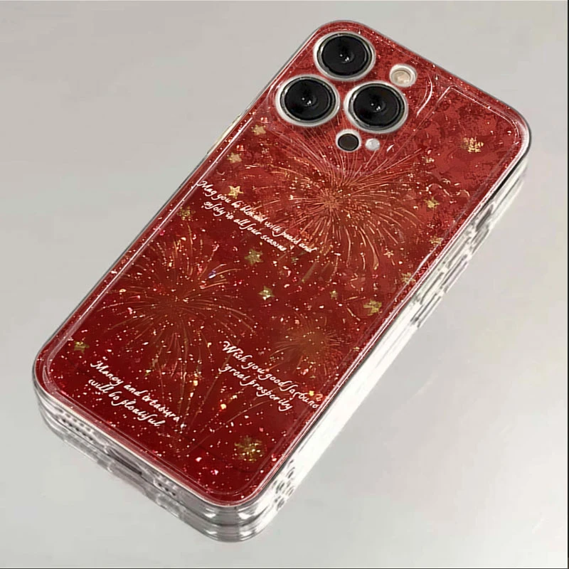 彩绘烟花适用iphone16/15promax手机壳苹果13/12透明14卡通11XR