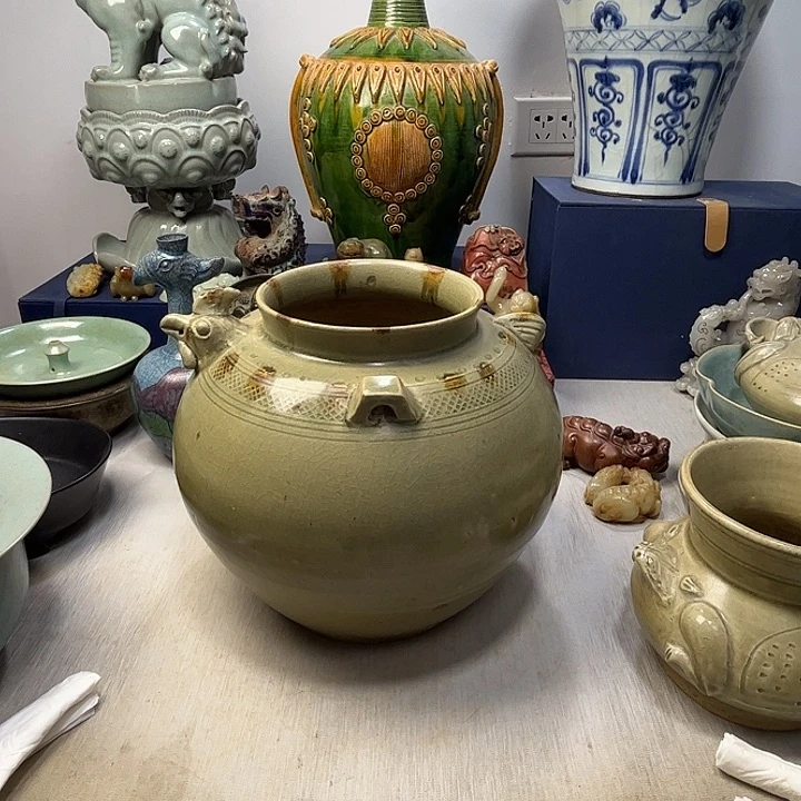 摆件酥*越窑鸡首罐瓷器摆件1