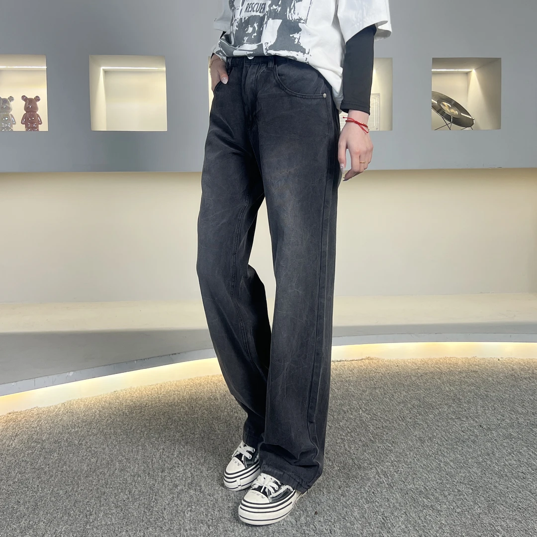 【Ashley】25春款黑色美式复古直筒百搭男式牛仔裤时尚水洗休闲宽松