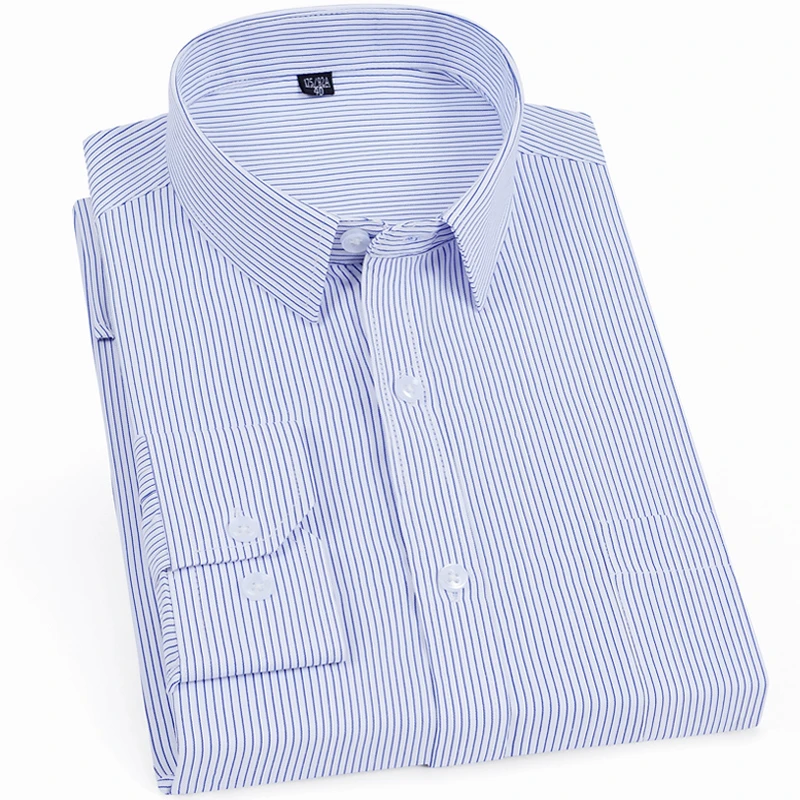 KIN DON/金盾免烫抗皱男士长袖衬衫春季条纹薄款休闲商务中年衬衣