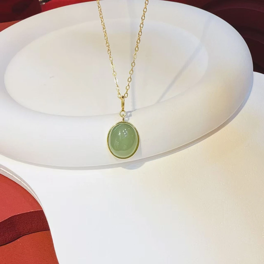 S925银万能扣五条经文10*13mm碧玉旦面吊坠HE00497