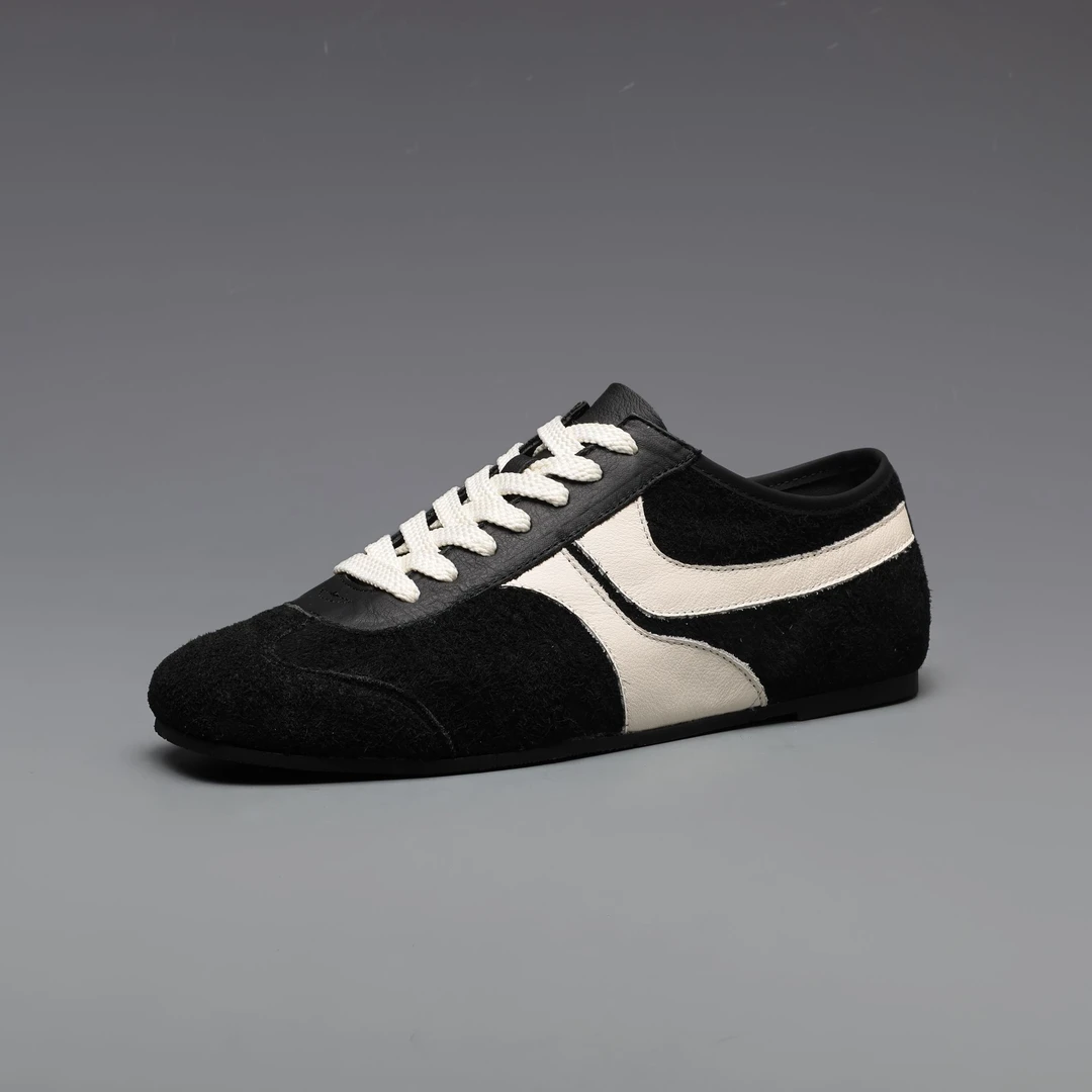 进口头层牛皮复古德训鞋男休闲运动薄底春夏百搭潮流方头真皮板鞋