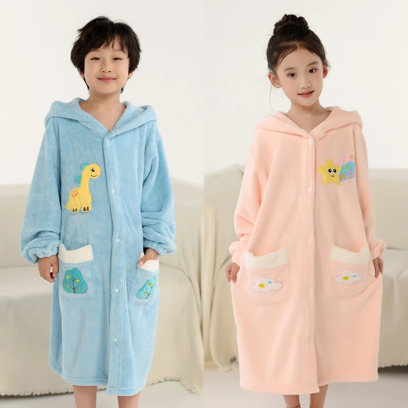冬季加厚浴巾儿童专用大童斗篷浴袍可穿式速干2025新款吸水男孩女