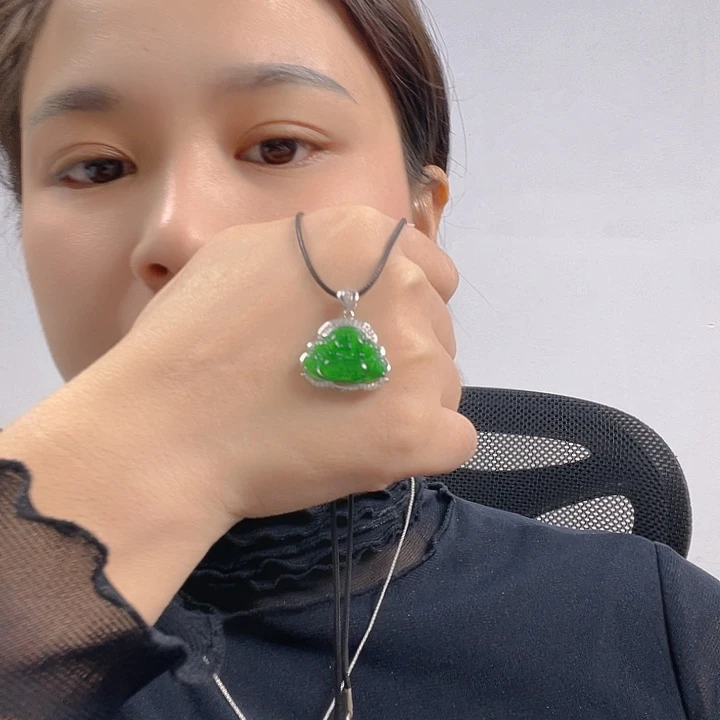 翡翠银S925镶嵌吊坠(不含链)