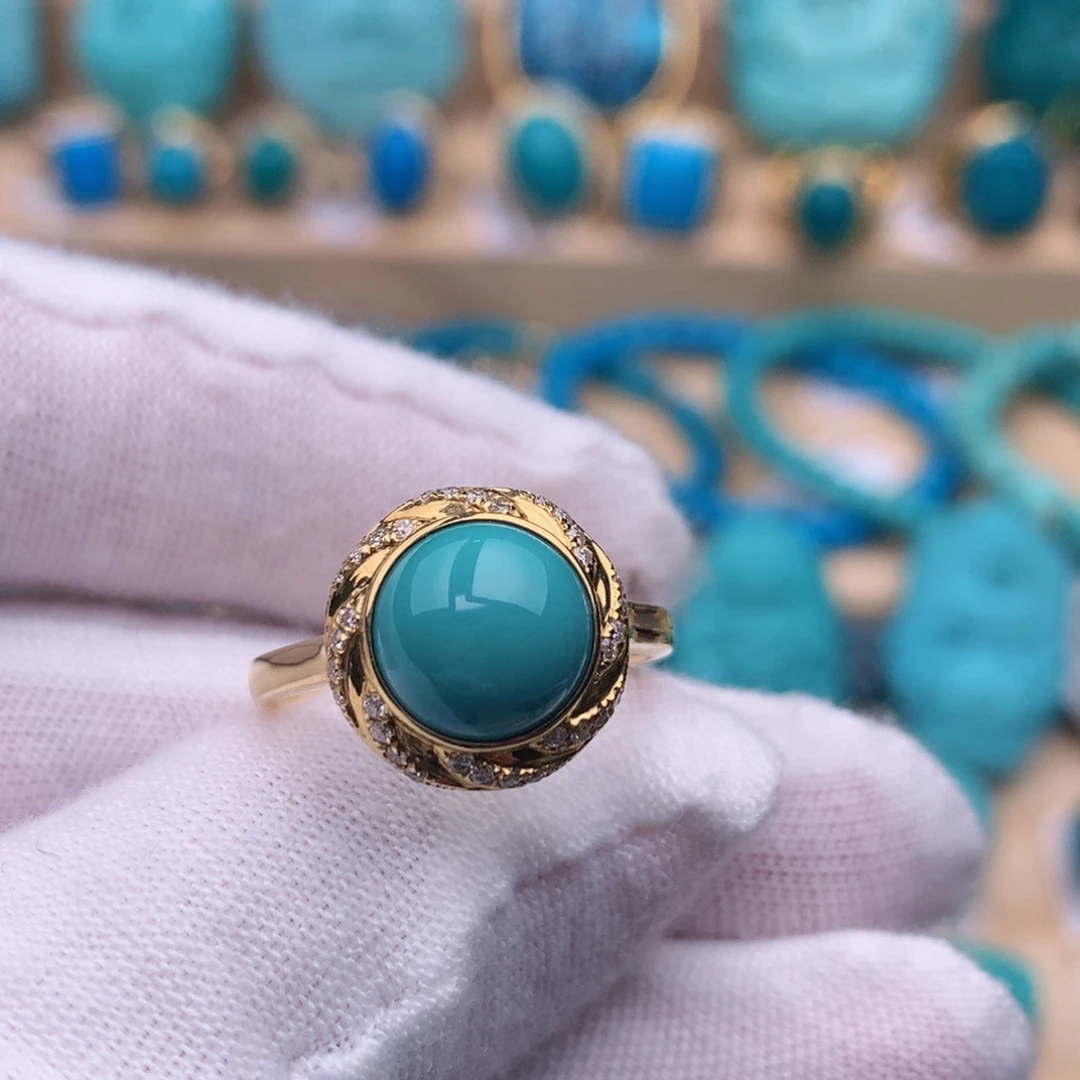 绿松石18K金镶嵌珠宝奇石