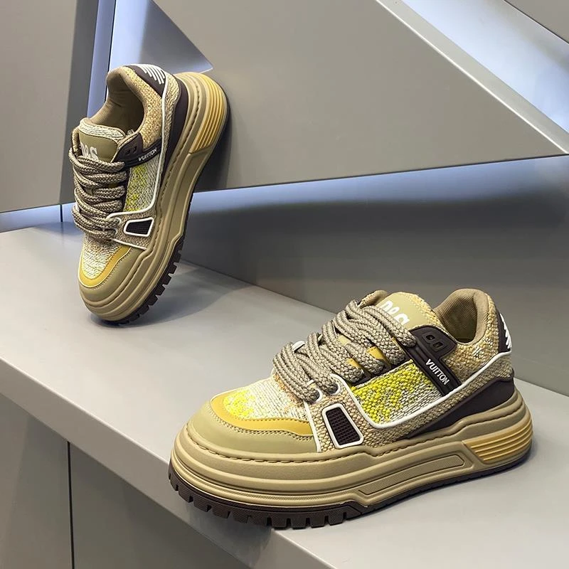 男士新款厚底板鞋时尚百搭增高拼色低帮透气韩版潮流运动休闲鞋男