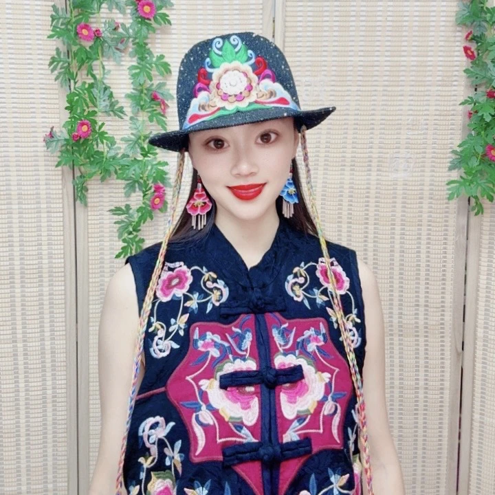 民族风重工刺绣春夏季爵士帽重工藏银礼帽遮阳帽