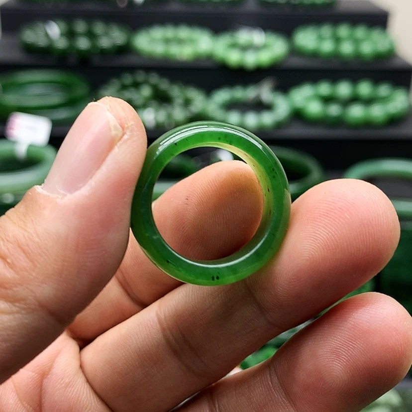 【闪购商品】和田玉（碧玉）戒指未镶嵌?***叶
