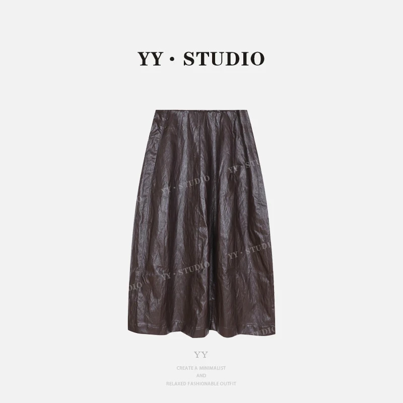 【YANYAN】早秋显瘦气质休闲松紧腰肌理感皮裙半身裙YY-5334