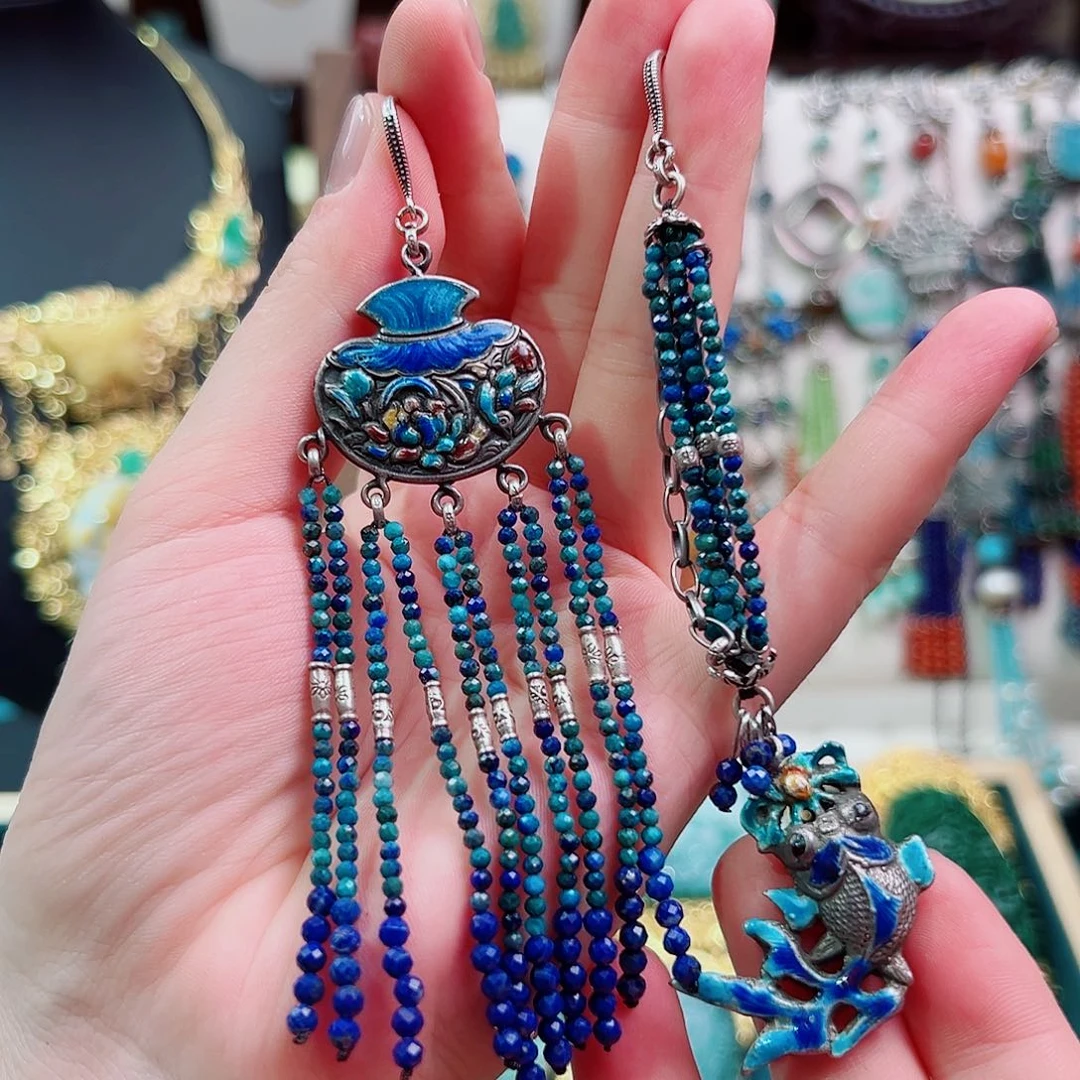 青金石未镶嵌耳环耳环