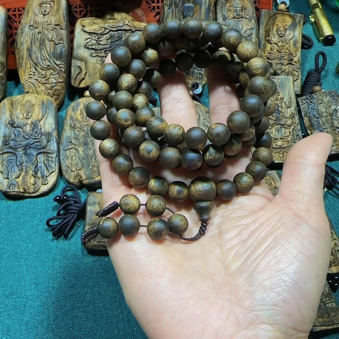沉香木手串水*斋海南白奇乌身高油老料圆珠40.8克多样性发一