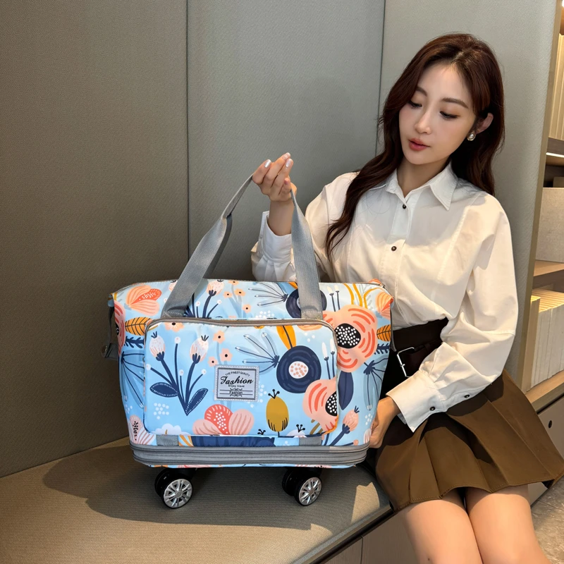 短途万向轮旅行包行李袋出差滑轮行李包收纳轻便大容量待产手提
