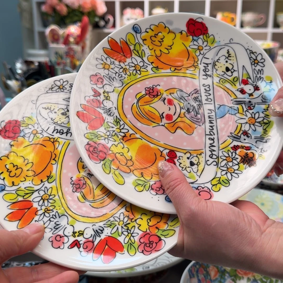 瓷片清仓7英寸荷兰浅盘2只