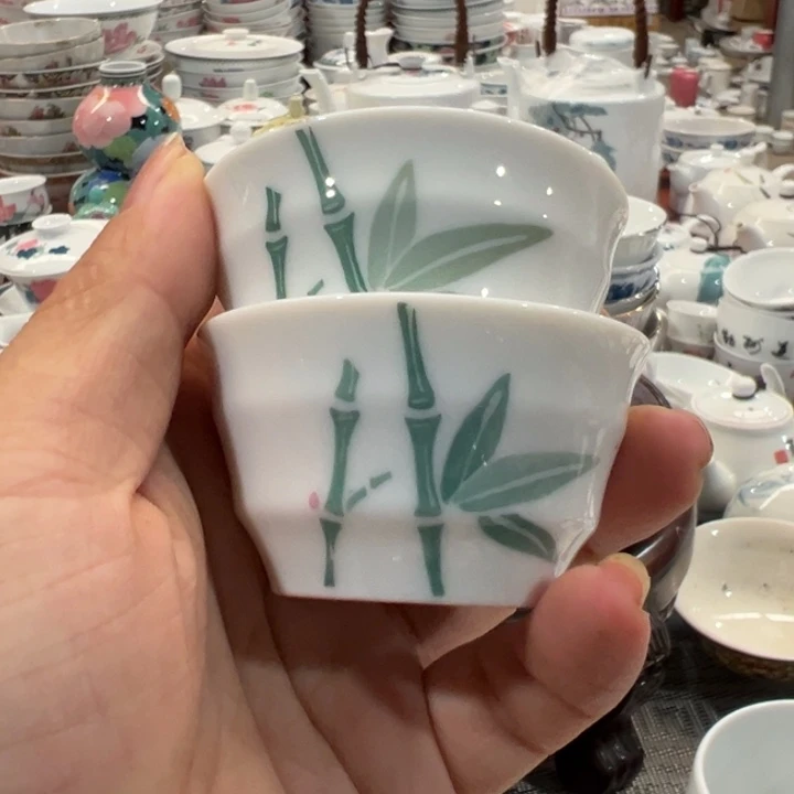 醴陵高温釉下手绘杯40毫升2个