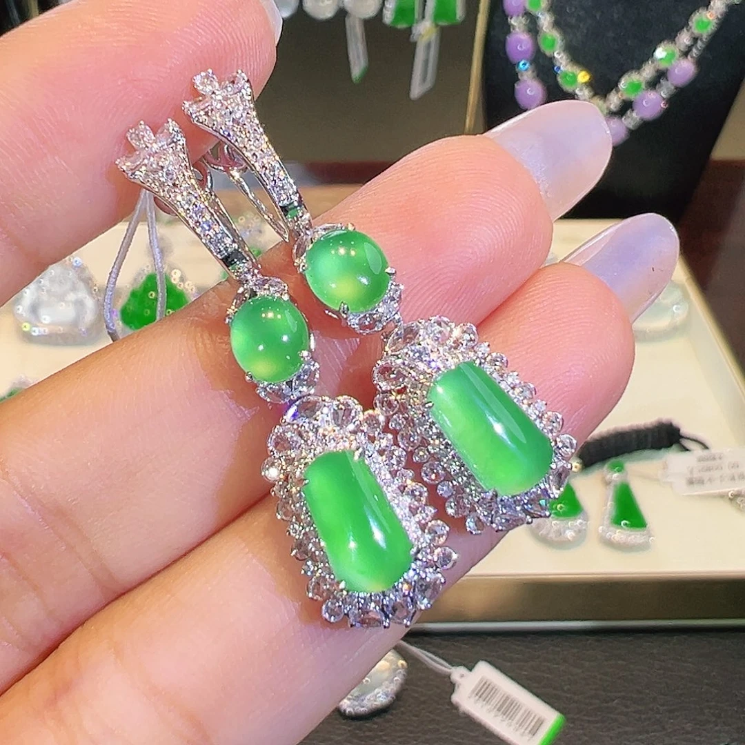 翡翠18K金镶嵌耳饰