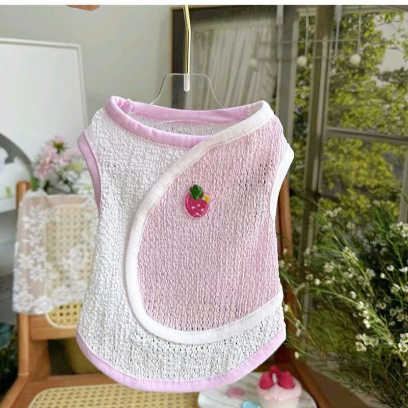 宠物狗春夏网眼拼接卡通透气防掉猫咪狗狗服装比熊泰迪衣服批发