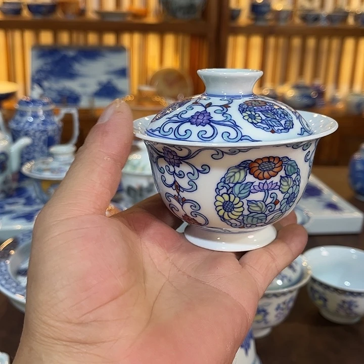 錡镇堂手工手绘盖碗