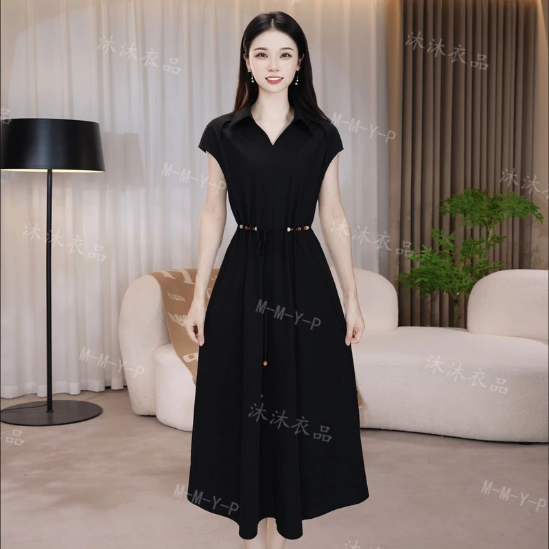 连衣裙显瘦气质长裙时尚夏季黑色收腰连衣裙显瘦气质长裙时尚夏季