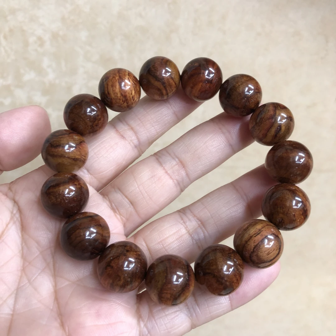 海南黄花梨入门级虎皮纹1.5cm手串