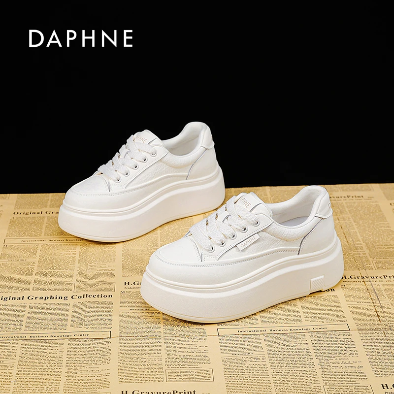 Daphne/达芙妮小白鞋女款2025夏季新款增高松糕时尚休闲板鞋