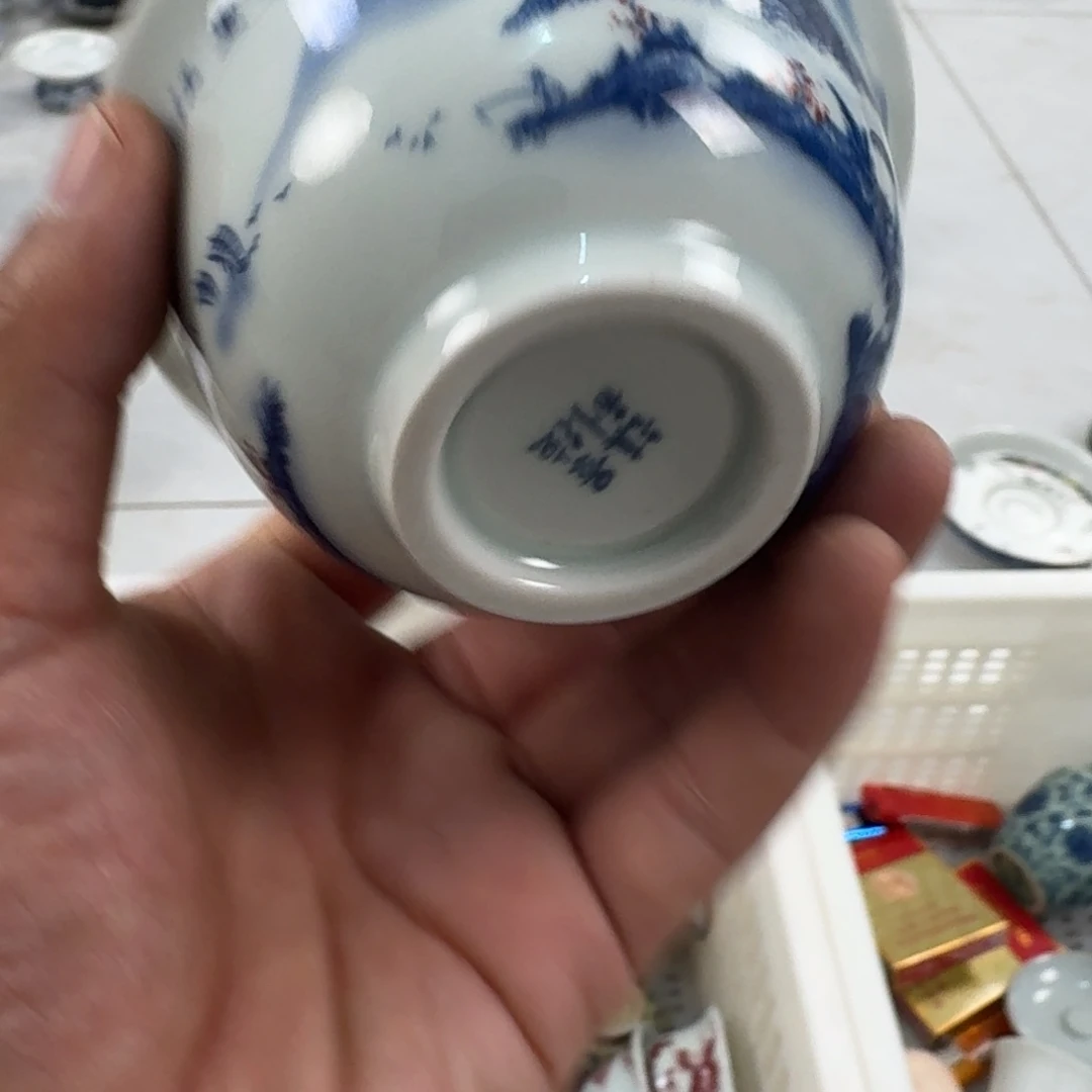 陶摆件万里山川主人压手杯