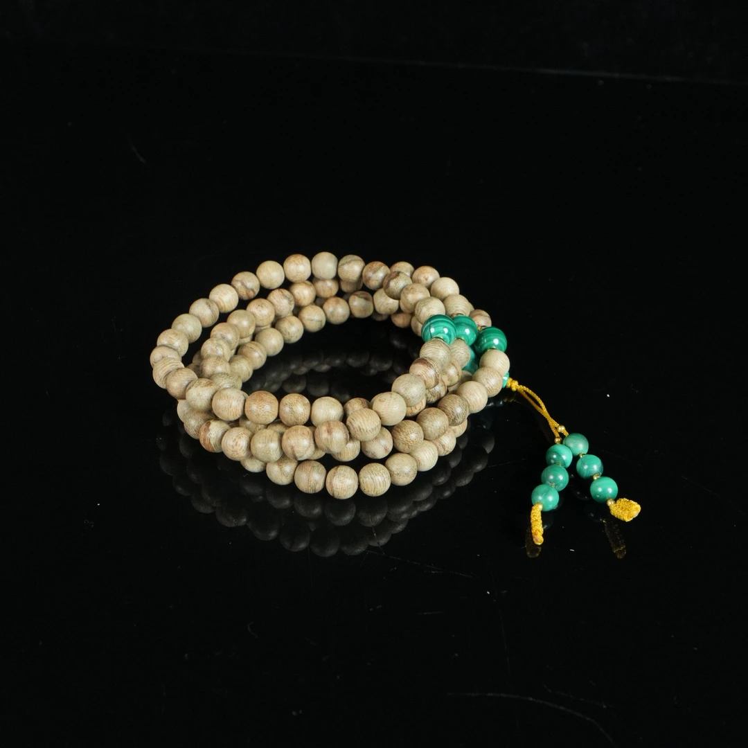 A8584 柬埔寨沉香软丝花珠高山老料念珠 0.71cm  24.48g