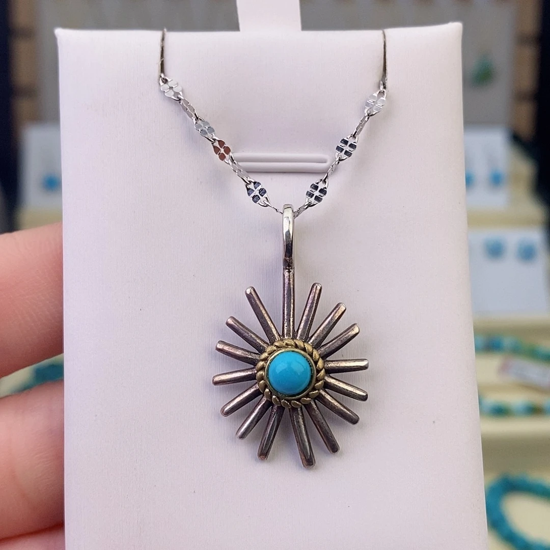 绿松石银S925镶嵌颈饰