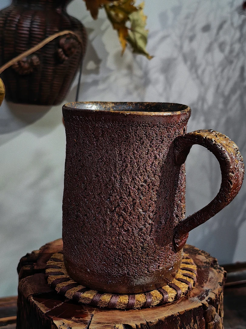 备前烧马克杯柴烧茶具粗陶全新未用过