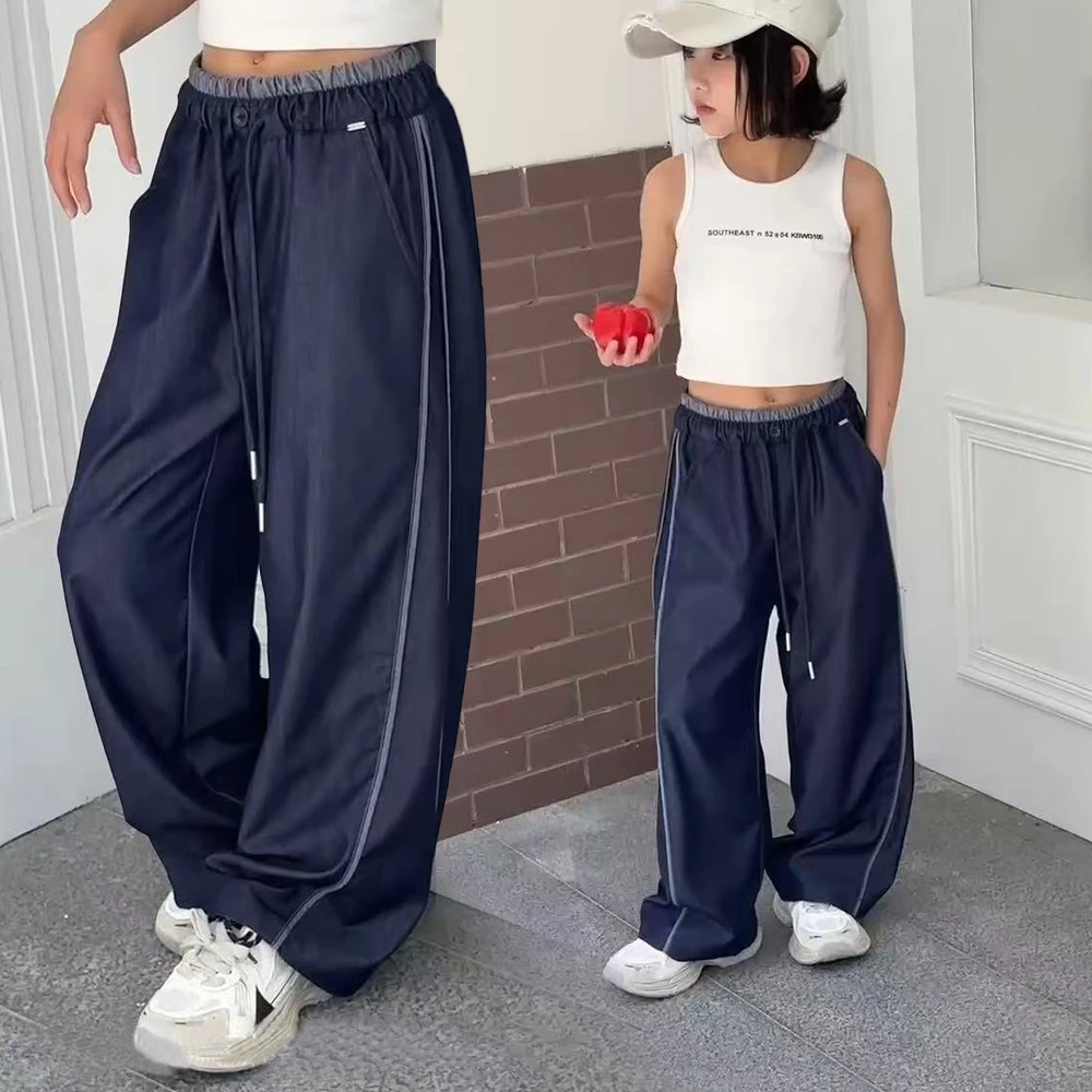 【精选】儿童天丝牛仔裤2025夏季男女童轻薄裤子百搭拉条长裤 16007