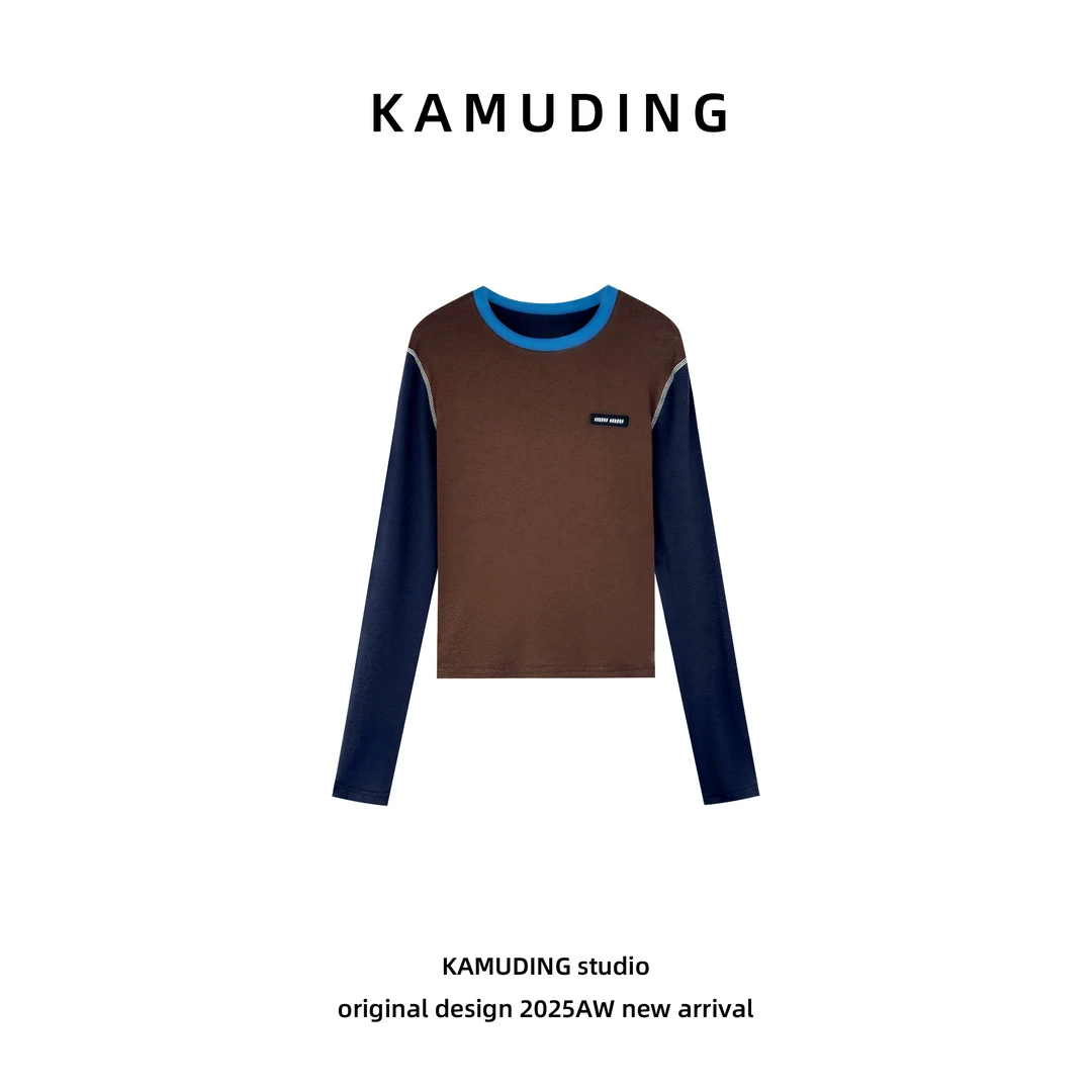 KAMUDING2025新款Y33潮流拼色简约松弛感长袖打底衫25273
