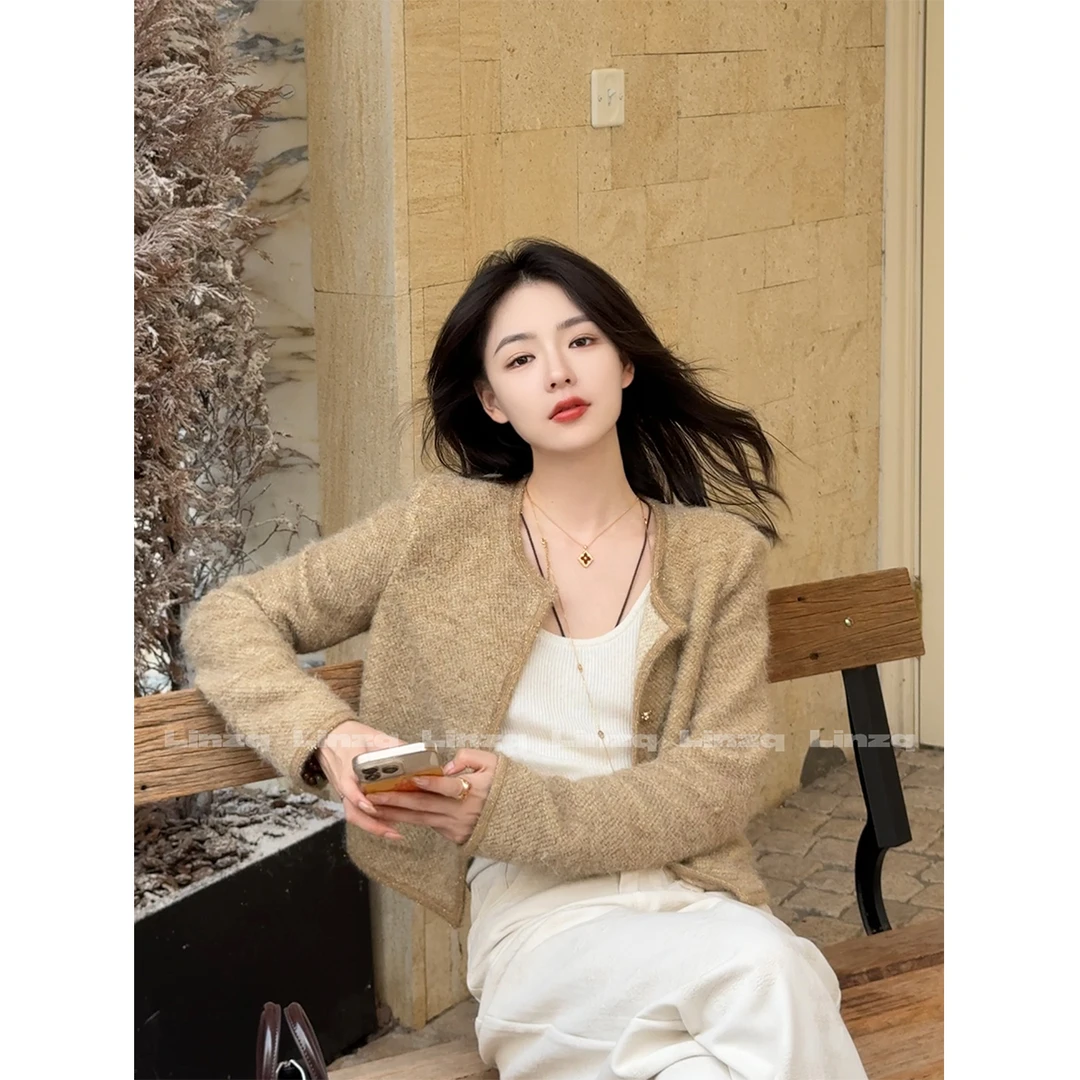 现货 林子秋【依恋晚秋】毛感软糯小外套针织毛衫开衫气质短款1