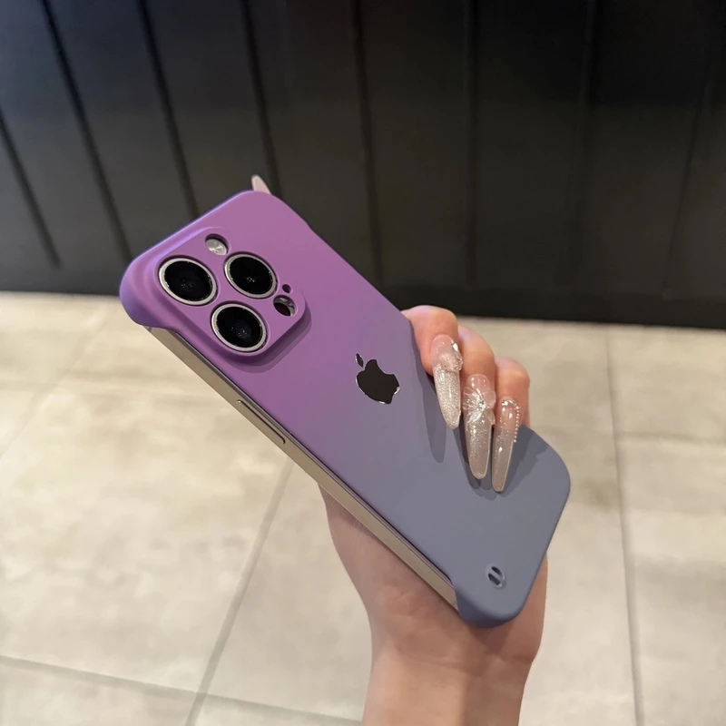 新款渐变无边框适用苹果16promax手机壳小众iPhone15个性14简约13