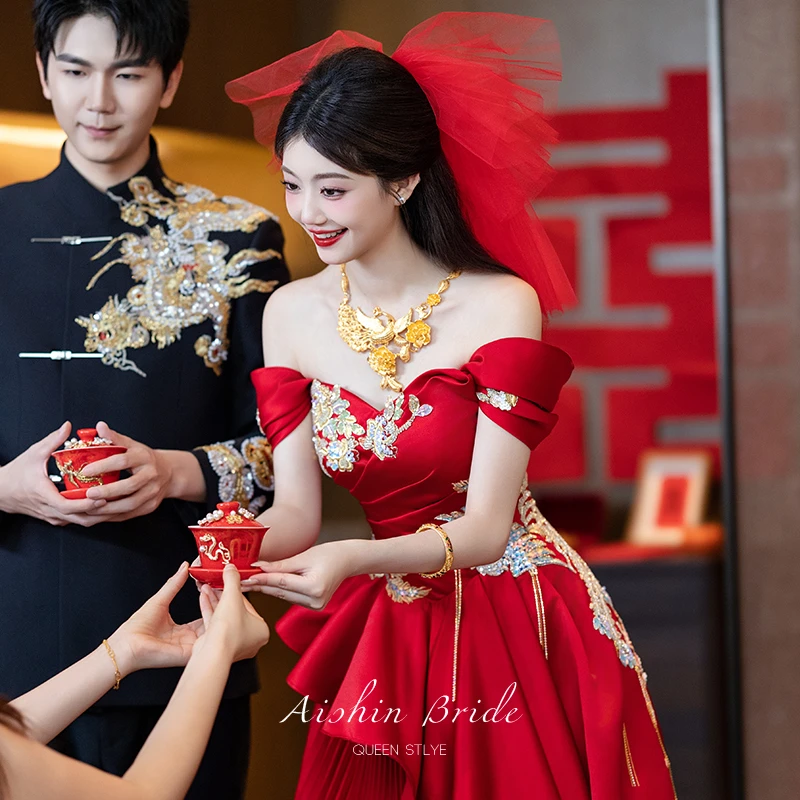 艾诗霓《凤求凰》新娘敬酒服2025新款新中式小众高端订婚礼服裙回门