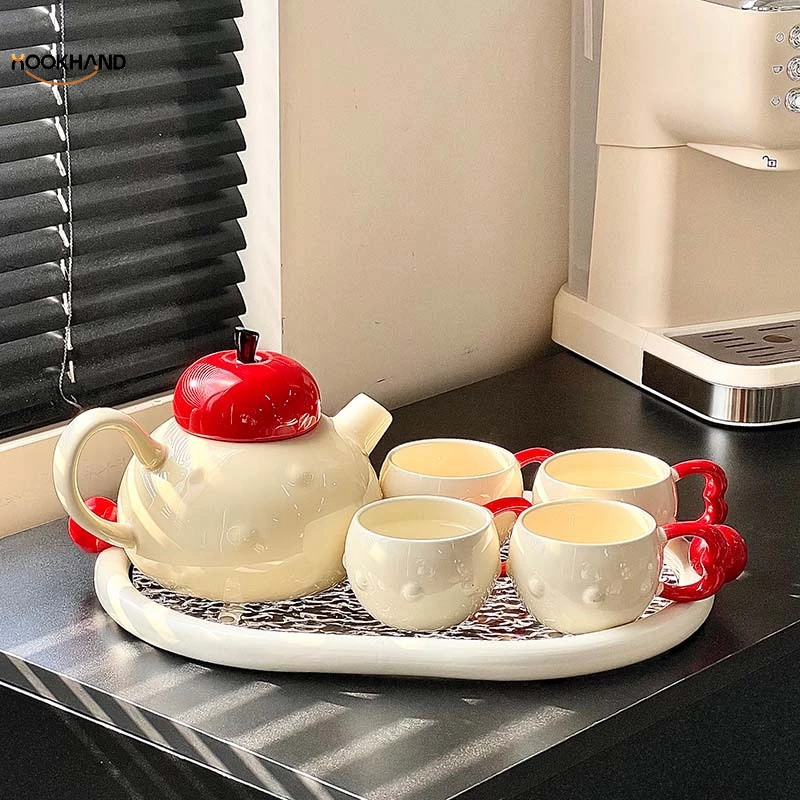 撞色陶瓷冷水壶套装送礼礼盒茶具组合家用喝茶待客好物凉水壶